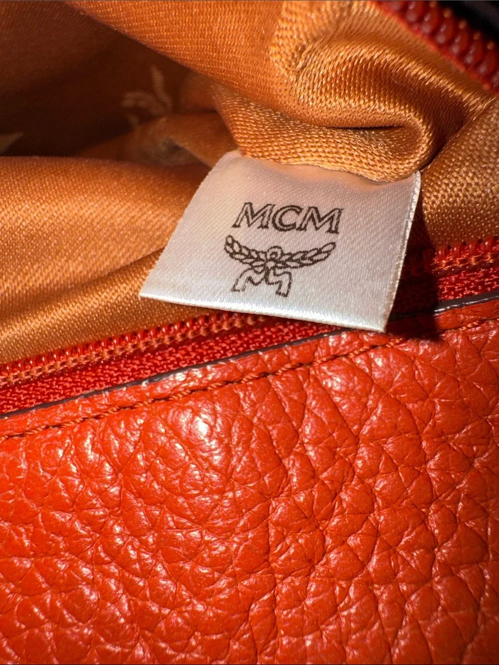 MCM Coral Leather Top-Handle Satchel with Gold Hardware with COA EUC